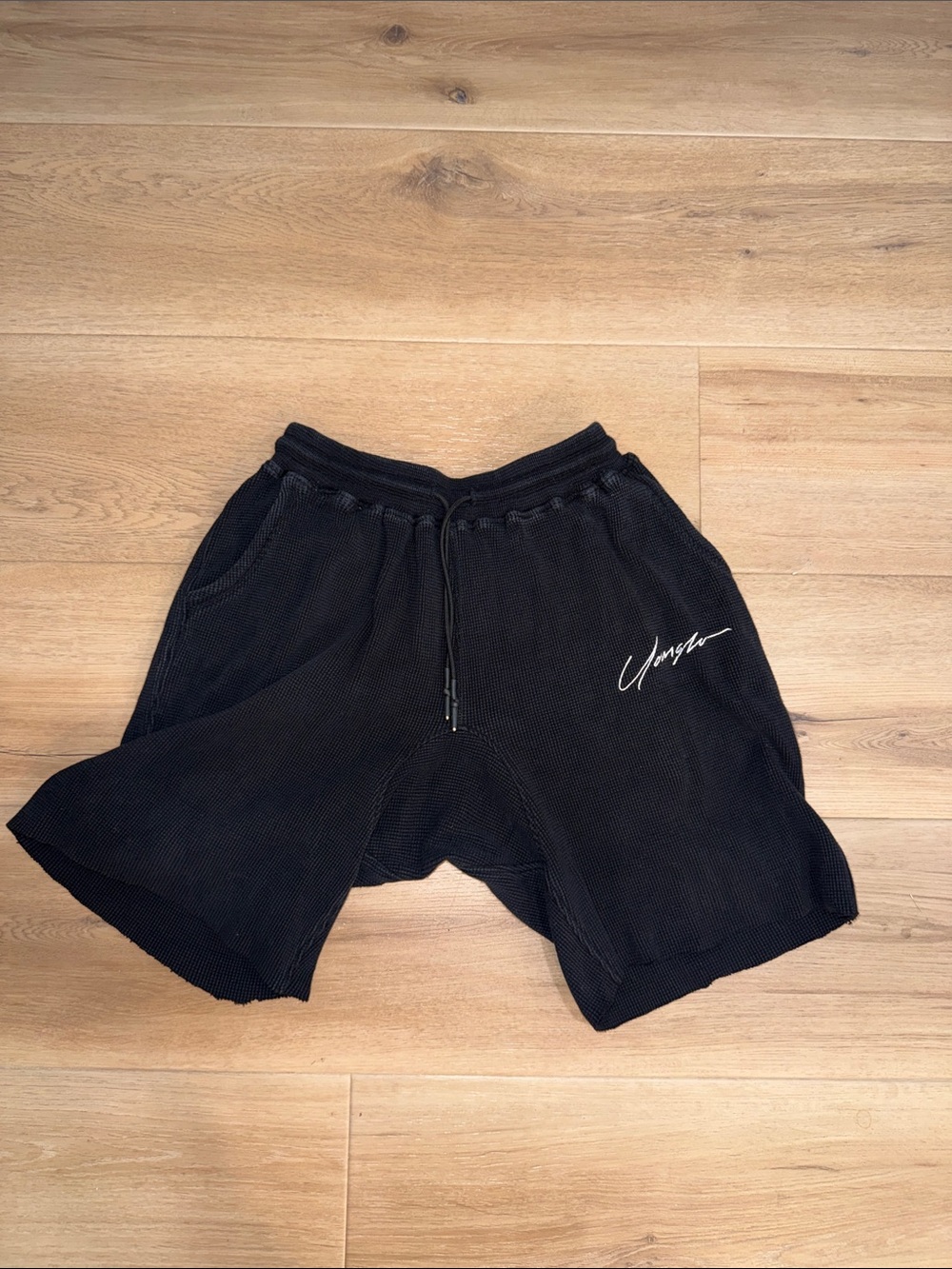 RARE!!! YoungLA Black Athletic Mesh Shorts with White Script Thermal